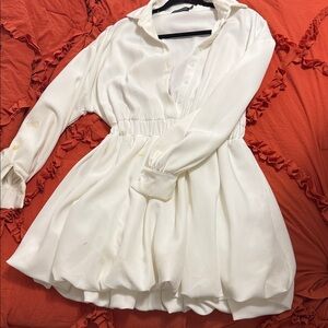 PrettyLittleThing White Long Sleeve Dress